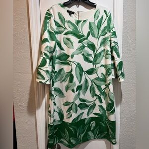 Alfani Women’s Green Botanical 3/4 Bell Sleeve Shift Dress NWT Size 14
